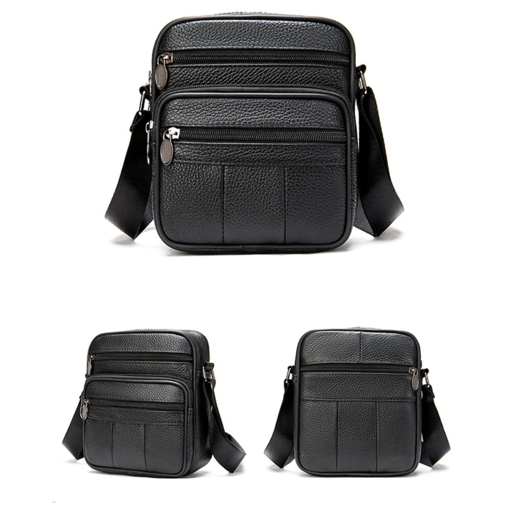 (image for) Ekphero Men's Genuine Leather Shoulder Bag Bussiness Casual Messenger Bag Multiple Pocket Capacity Crossbody Bag